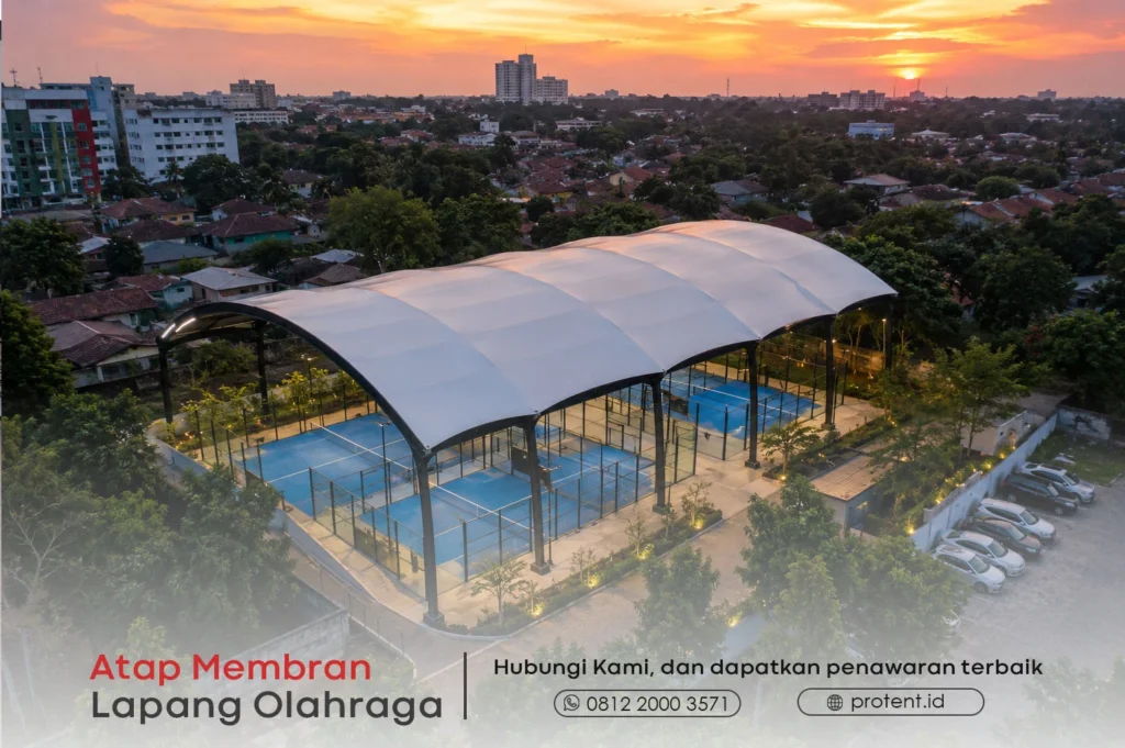 atap membran lapang olahraga padel